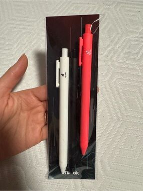 Dual Pack Click Pens — White & Coral Red